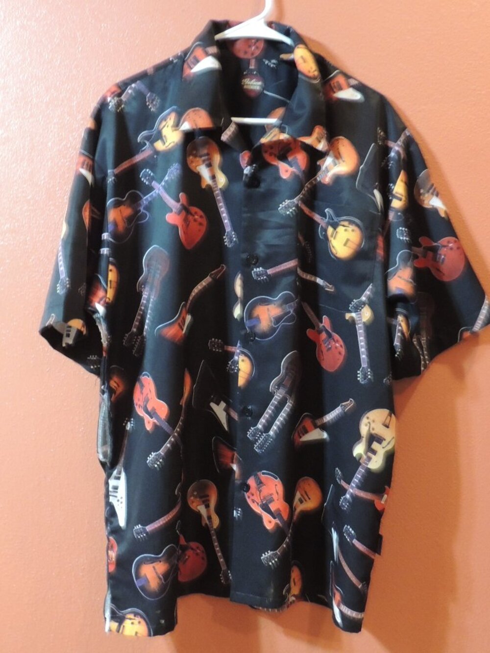 Gibson Shirt Men X Large Black Red Pocket Guitar Button Down Tour Shirt